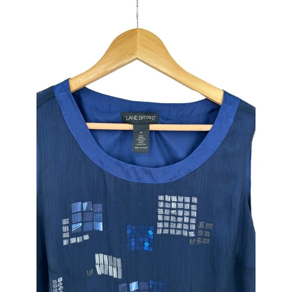 Lane Bryant Top Shirt Blouse Womens size 16 Sequins Layered Cocktail Side Zip - Picture 3 of 9